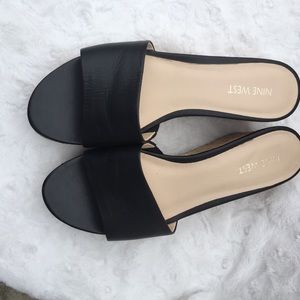 Nine West Black leather, cork wedges. Size 8M